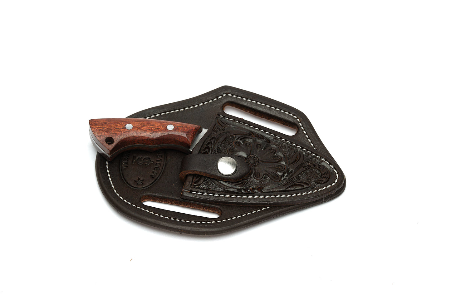 Texas Saddlery Chocolate Floral Knife Sheath with Knife