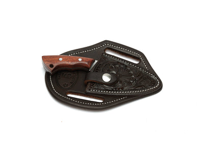Texas Saddlery Chocolate Floral Knife Sheath with Knife