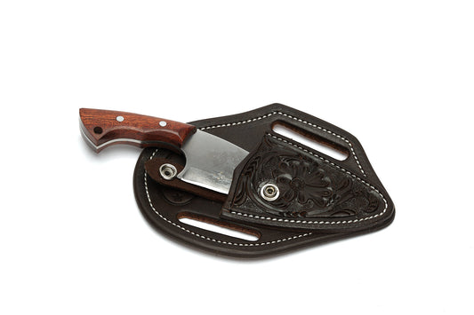 Texas Saddlery Chocolate Floral Knife Sheath with Knife