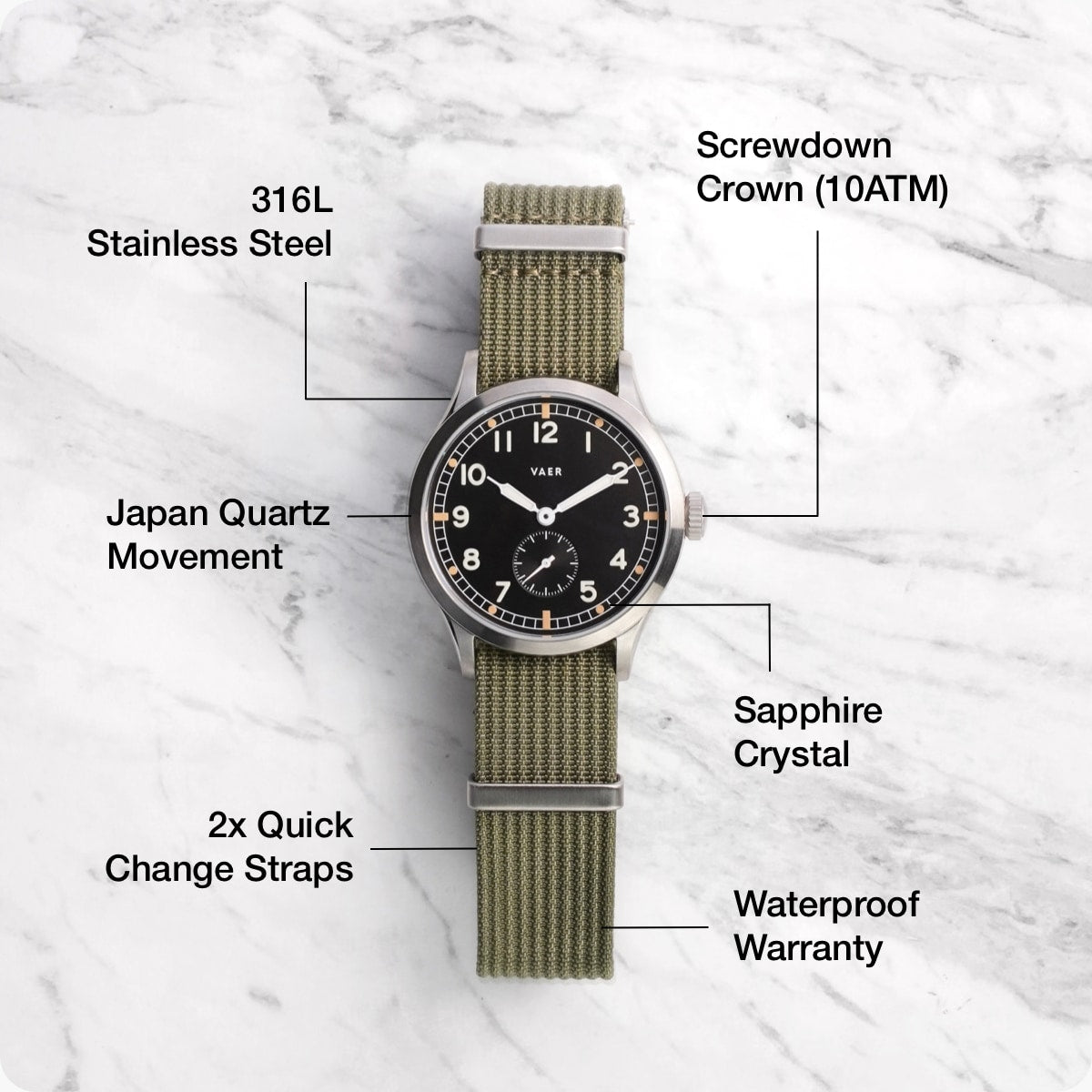 Vaer Watches S5 Dirty Dozen - 40mm Quartz