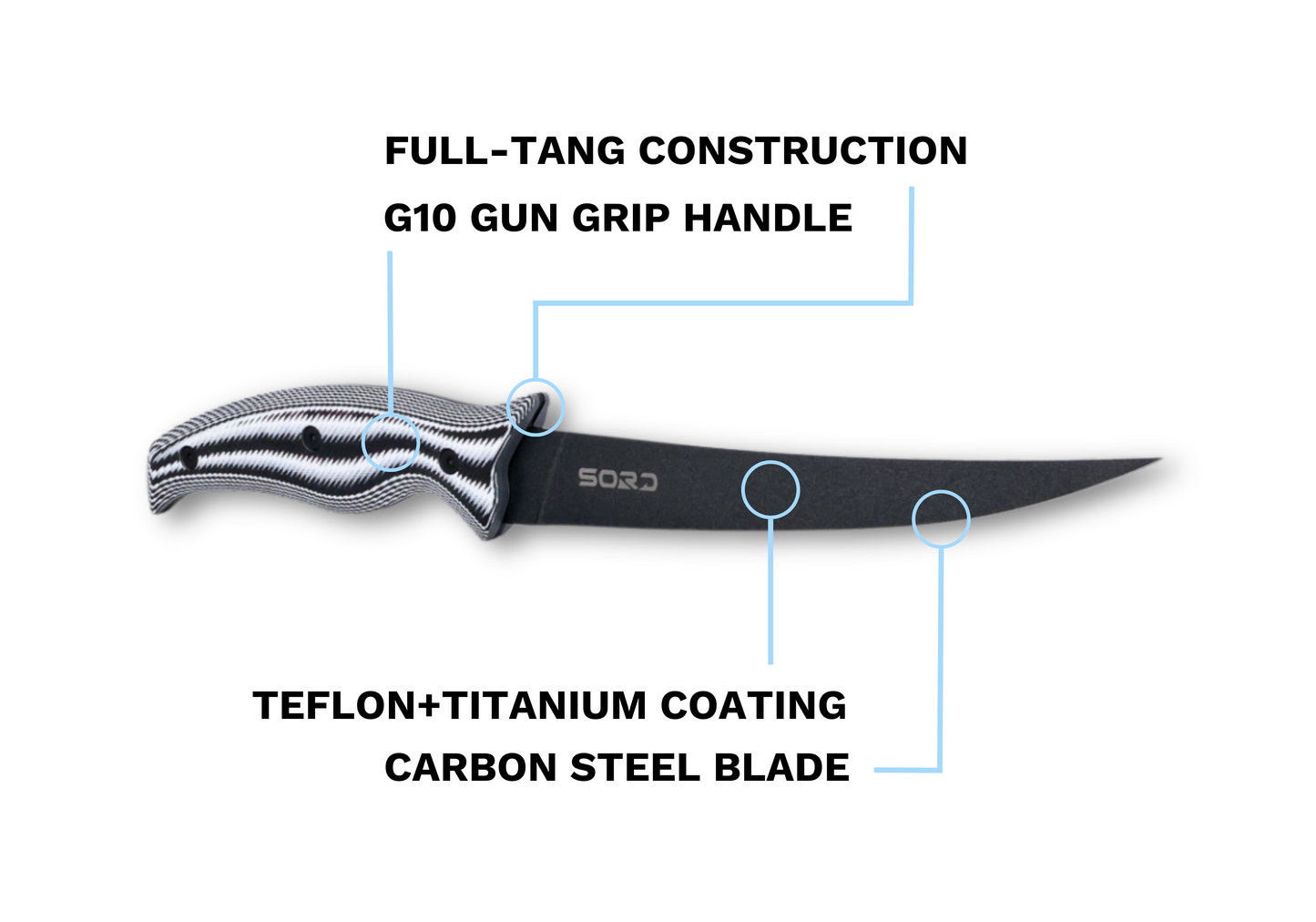 SORD Fishing  7" FILLET KNIFE - FLEXY