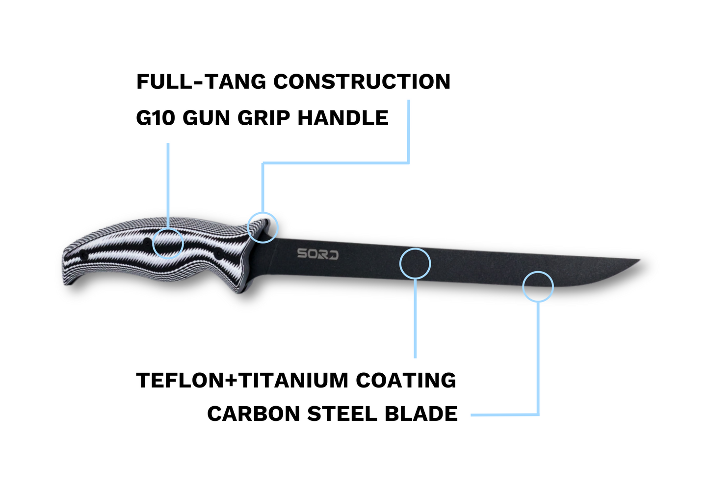 SORD Fishing 8" FILLET KNIFE - SUPER FLEX