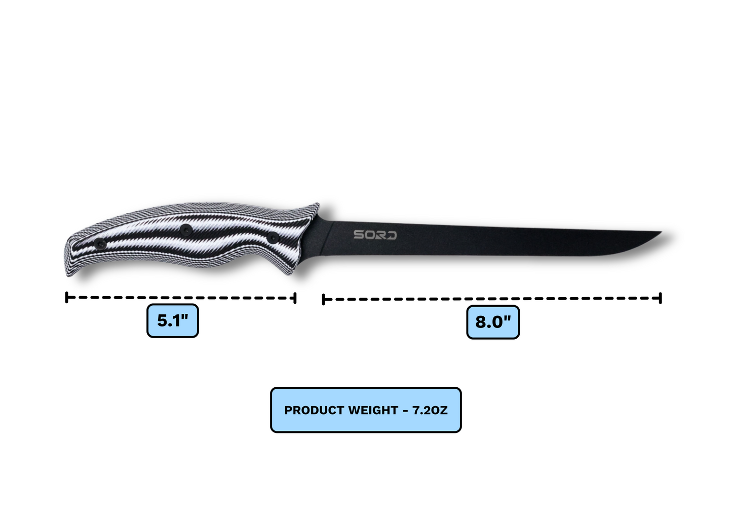SORD Fishing 8" FILLET KNIFE - SUPER FLEX