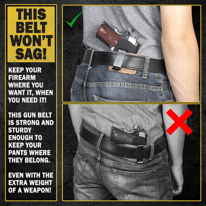 Relentless Tactical The Ultimate Steel Core Leather Gun Belt | Made in USA | 1 1/4" Steel Reinforced Heavy Duty Concealed Carry Belt | Full Grain Leather CCW Gun Belt For Men | 1.25 inch Gun Belts for Men