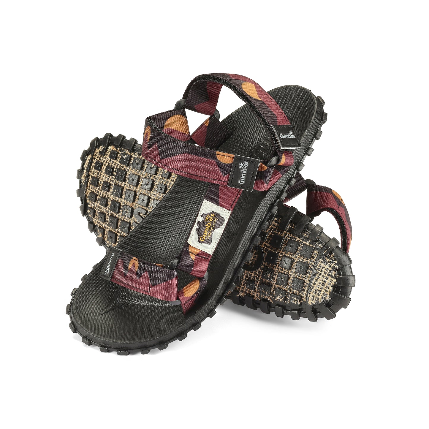 Gumbies Scrambler Sandals - Men's - Burgundy & Orange