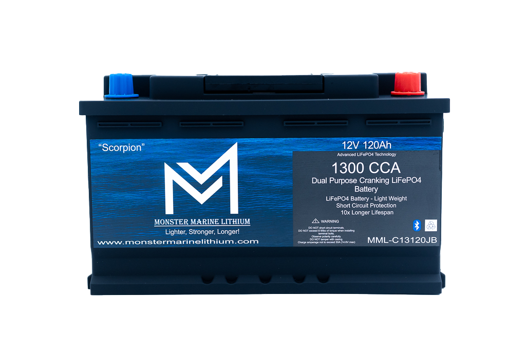 Monster Marine Lithium 1300CCA 120Ah Dual Purpose Bluetooth Cranking Lithium "Scorpion" - Bluetooth - MML-13C120B