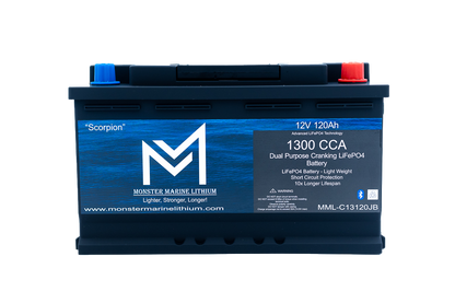 Monster Marine Lithium 1300CCA 120Ah Dual Purpose Bluetooth Cranking Lithium "Scorpion" - Bluetooth - MML-13C120B