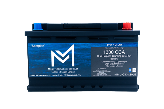 Monster Marine Lithium 1300CCA 120Ah Dual Purpose Bluetooth Cranking Lithium "Scorpion" - Bluetooth - MML-13C120B