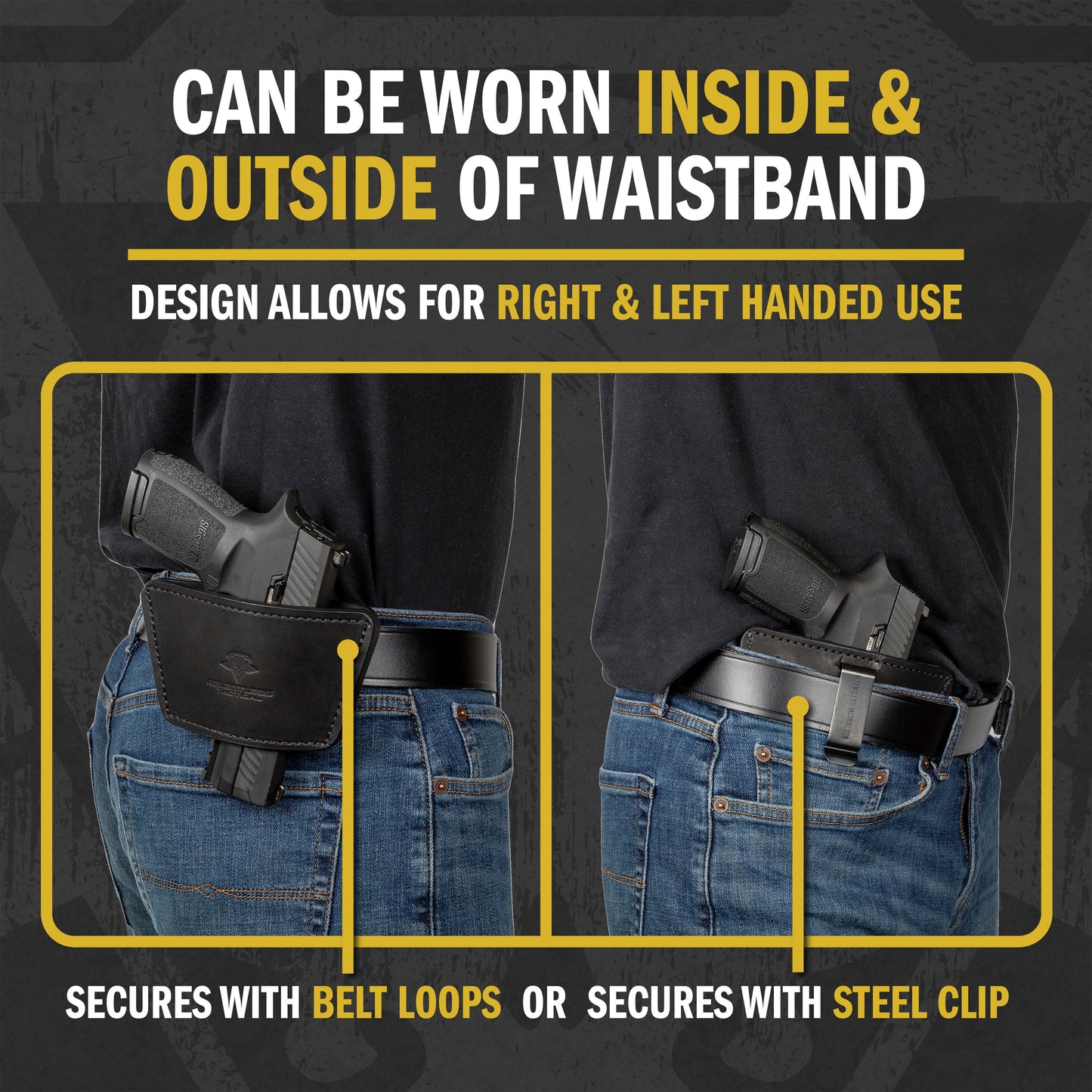 Relentless Tactical Dual Threat IWB / OWB Universal Belt Slide Holster | Made in USA | Ambidextrous Leather Holster