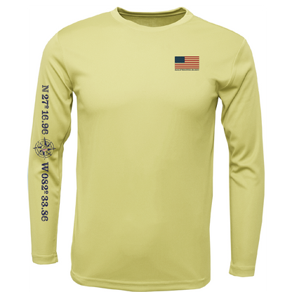 Siesta Key American Flag On Chest Long Sleeve UPF 50+ Dry-Fit Shirt
