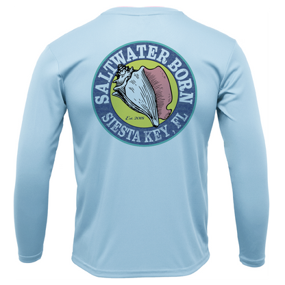 Siesta Key American Flag On Chest Long Sleeve UPF 50+ Dry-Fit Shirt