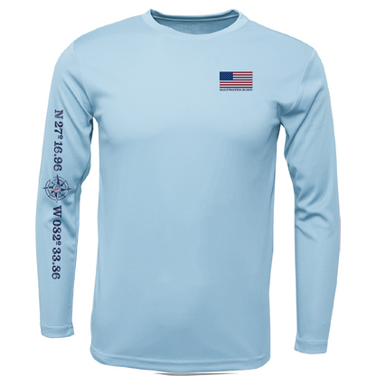 Siesta Key American Flag On Chest Long Sleeve UPF 50+ Dry-Fit Shirt