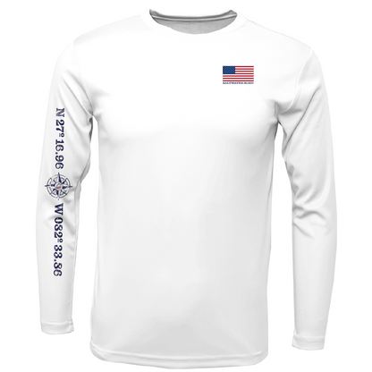 Siesta Key American Flag On Chest Long Sleeve UPF 50+ Dry-Fit Shirt