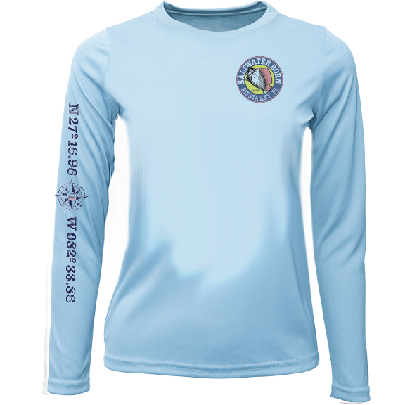 Siesta Key, FL Circle Logo Girl's Long Sleeve UPF 50+ Dry-Fit Shirt