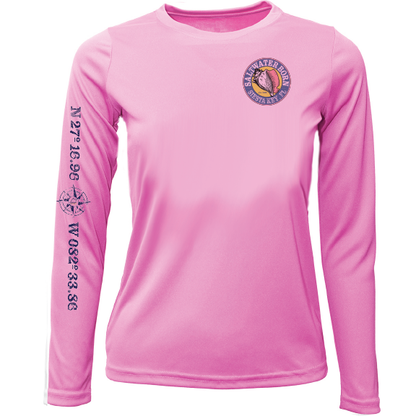 Siesta Key, FL Circle Logo Girl's Long Sleeve UPF 50+ Dry-Fit Shirt