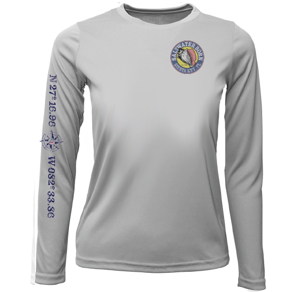 Siesta Key, FL Circle Logo Girl's Long Sleeve UPF 50+ Dry-Fit Shirt