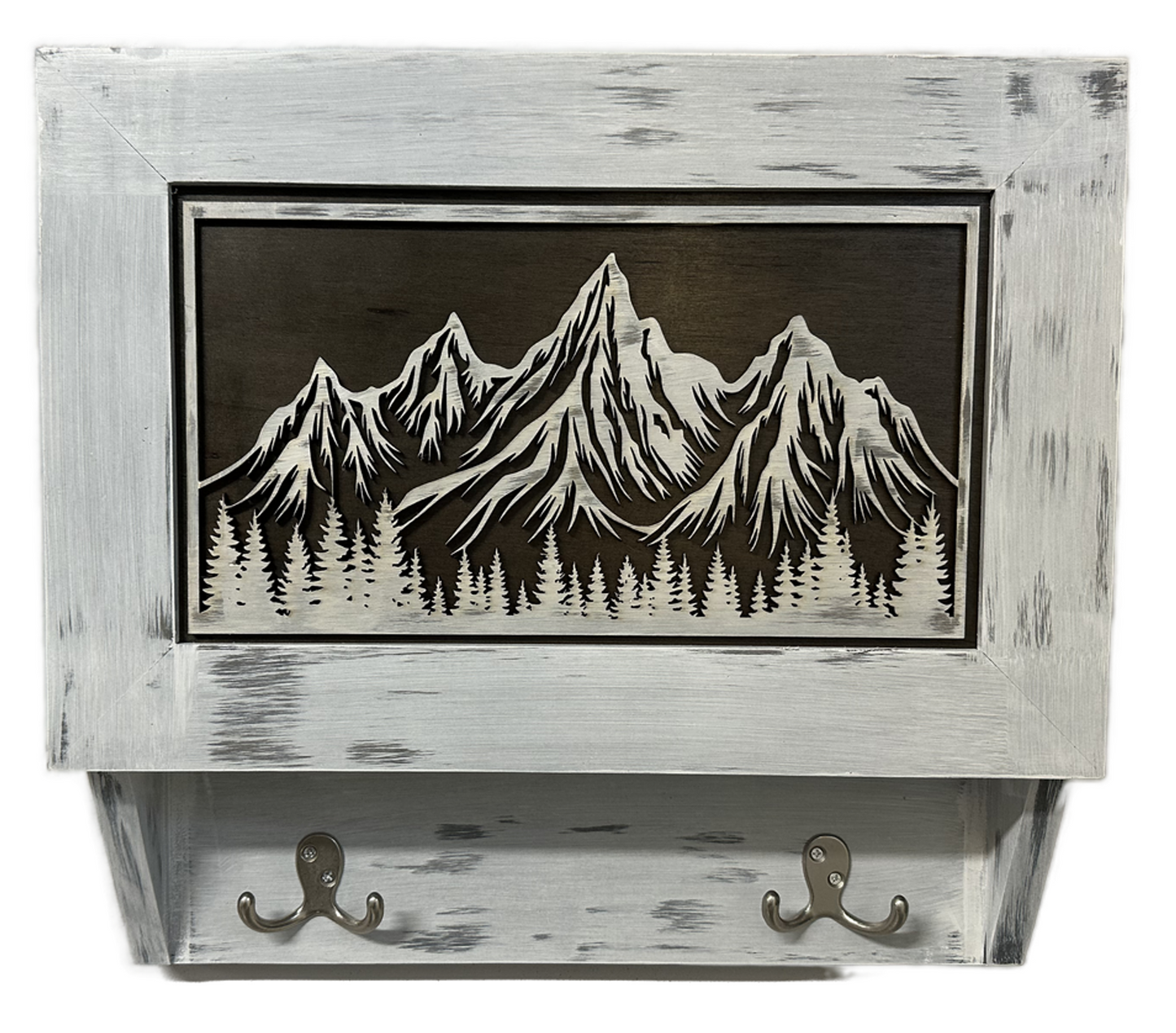 Bellewood Designs - Hidden Gun Safe Coat Rack Snow Mountain Wall Decoration Concealed Shelf Firearm Cabinet