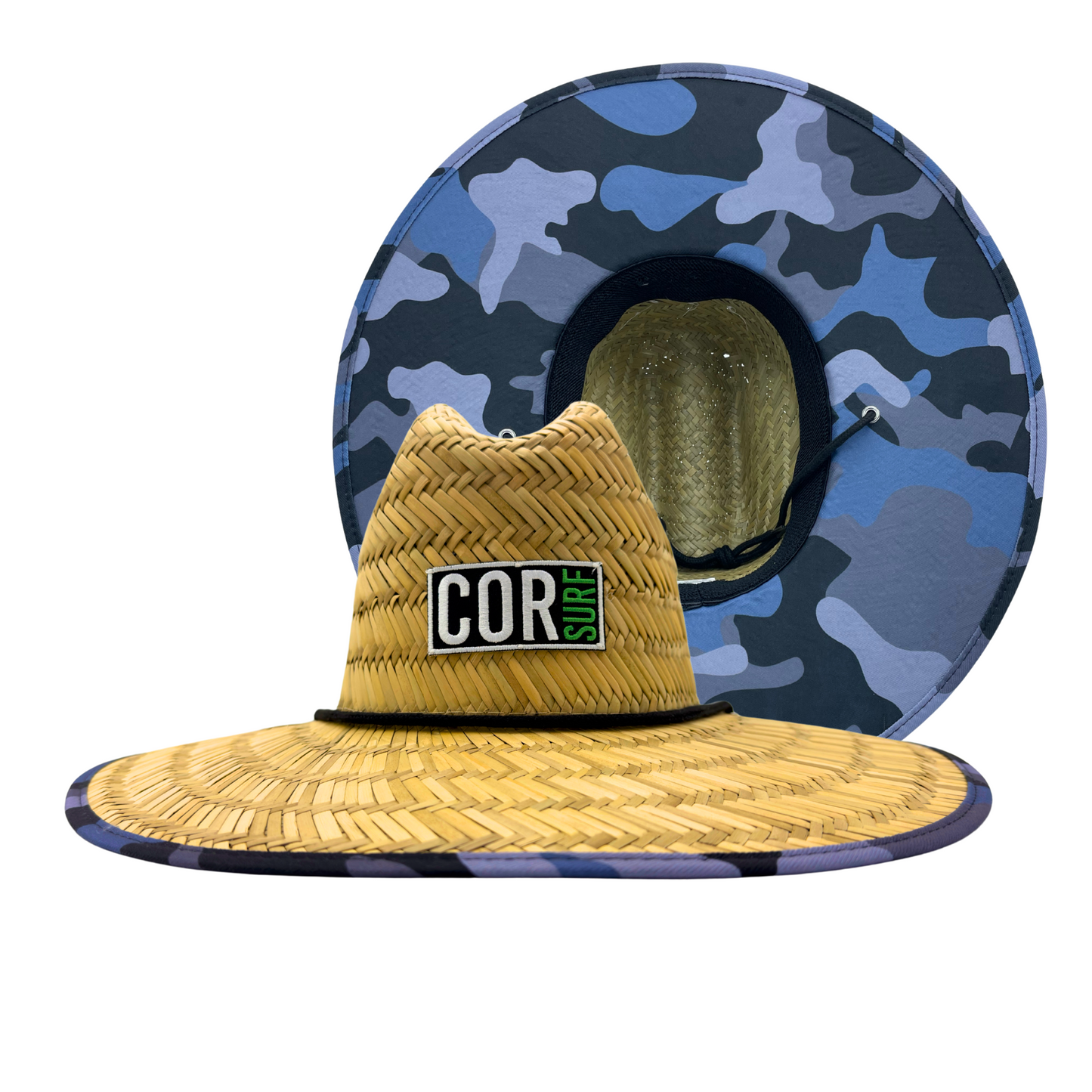 COR Surf Mens Straw Beach Hat - Blue Camouflage