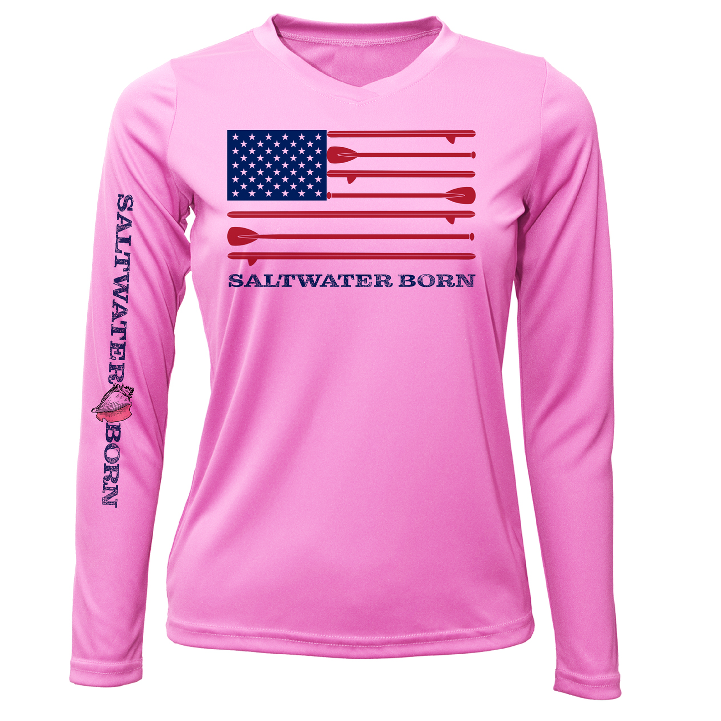 Saltwater Born SUP Flag Long Sleeve UPF 50+ Dry-Fit Shirt