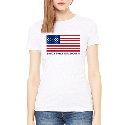 Saltwater Born American Flag Tee