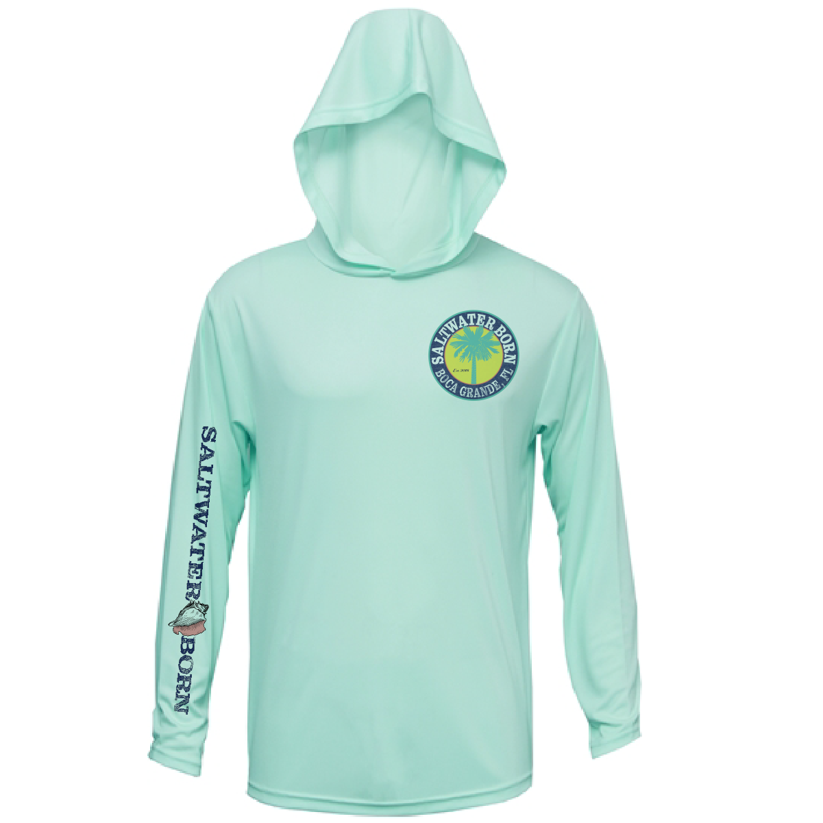 Saltwater Born Boca Grande, FL Action Tarpon Long Sleeve UPF 50+ Dry-Fit Hoodie