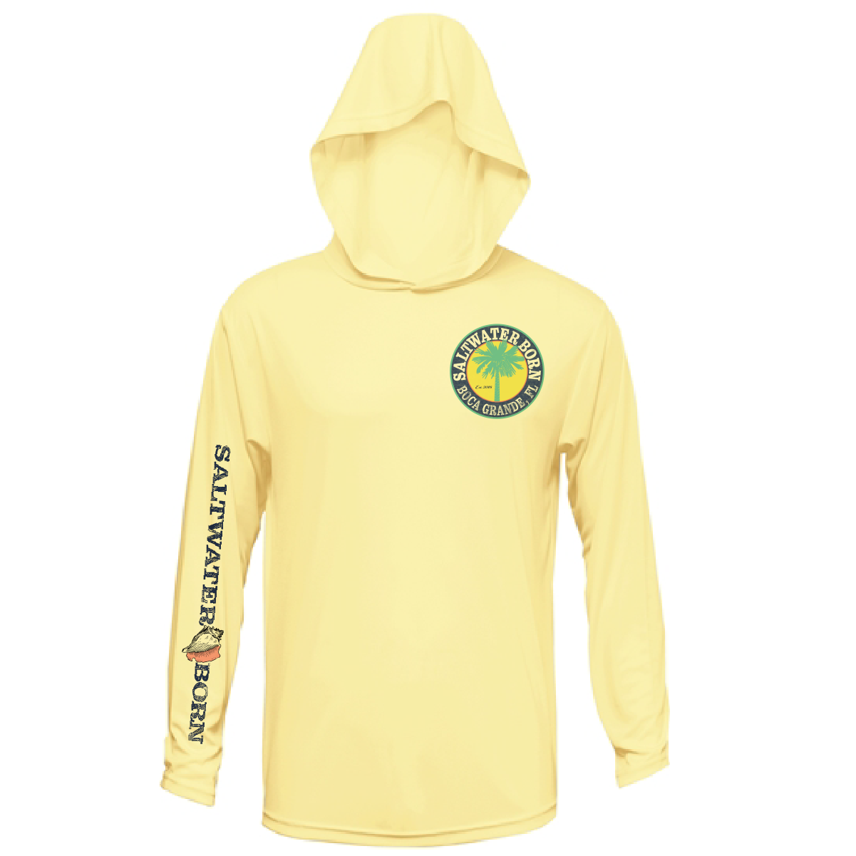 Saltwater Born Boca Grande, FL Action Tarpon Long Sleeve UPF 50+ Dry-Fit Hoodie