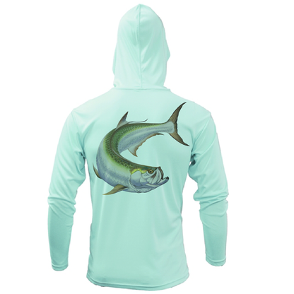 Saltwater Born Boca Grande, FL Action Tarpon Long Sleeve UPF 50+ Dry-Fit Hoodie