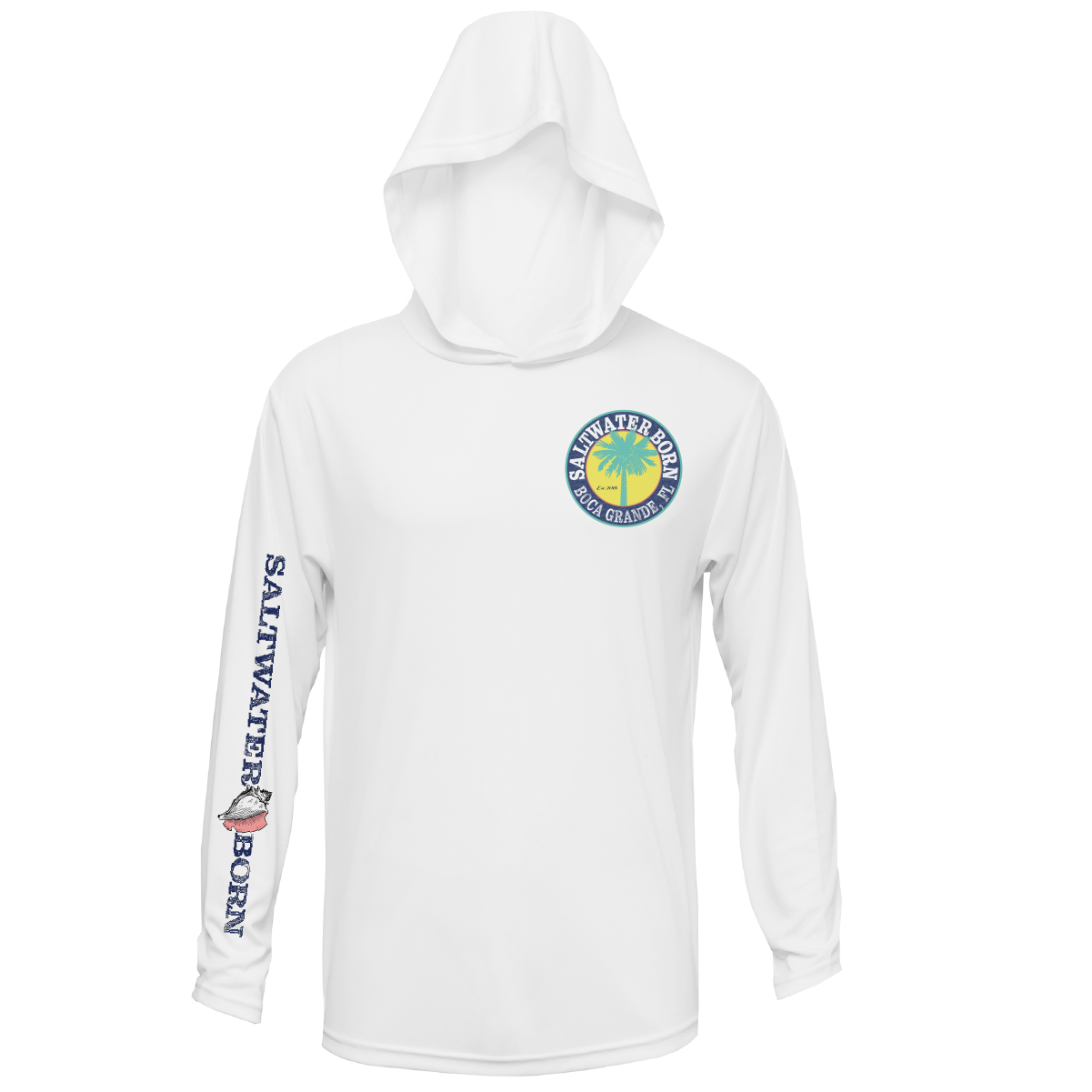 Saltwater Born Boca Grande, FL Action Tarpon Long Sleeve UPF 50+ Dry-Fit Hoodie