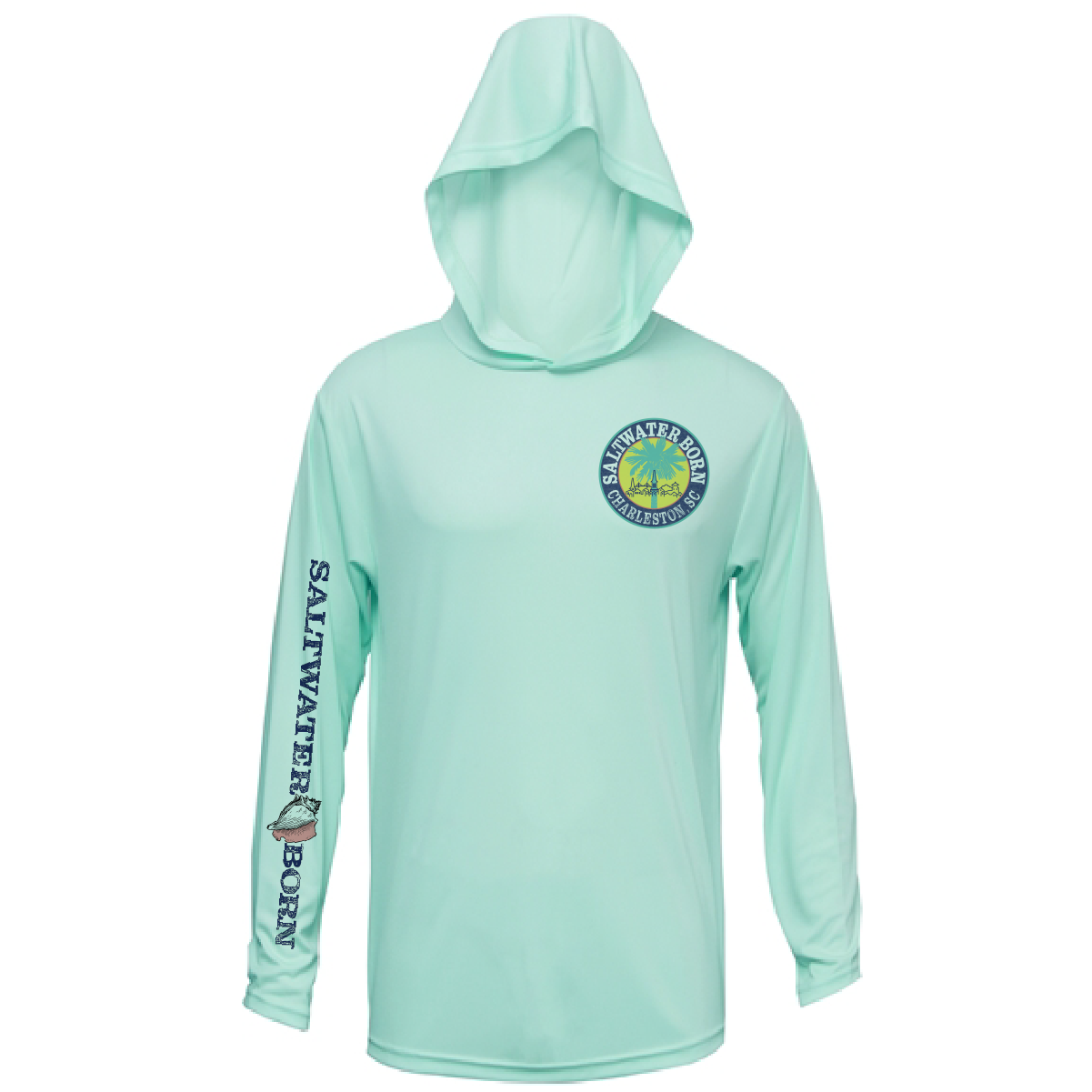 Saltwater Born Charleston, SC Kraken Palmetto Logo Men's Long Sleeve UPF 50+ Dry-Fit Hoodie