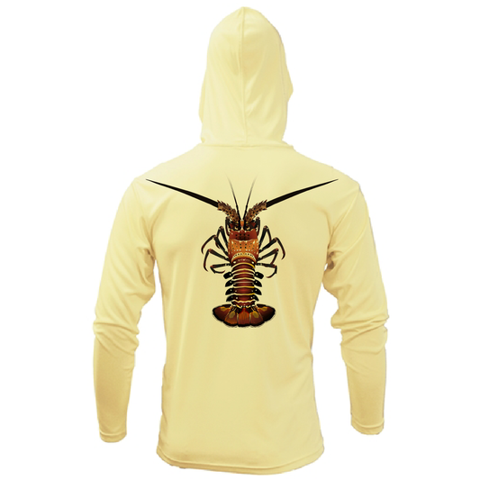 Saltwater Born Florida Keys Realistic Lobster Long Sleeve UPF 50+ Dry-Fit Hoodie