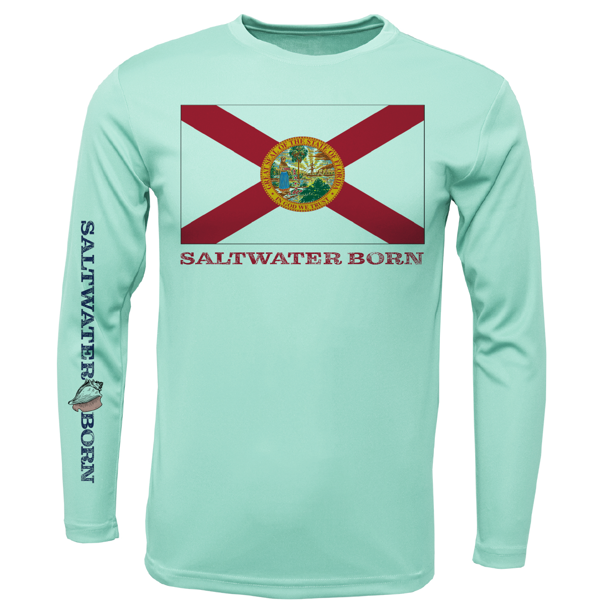 Saltwater Born Key West, FL Florida Flag Long Sleeve UPF 50+ Dry-Fit Shirt