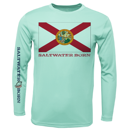Saltwater Born Key West, FL Florida Flag Long Sleeve UPF 50+ Dry-Fit Shirt