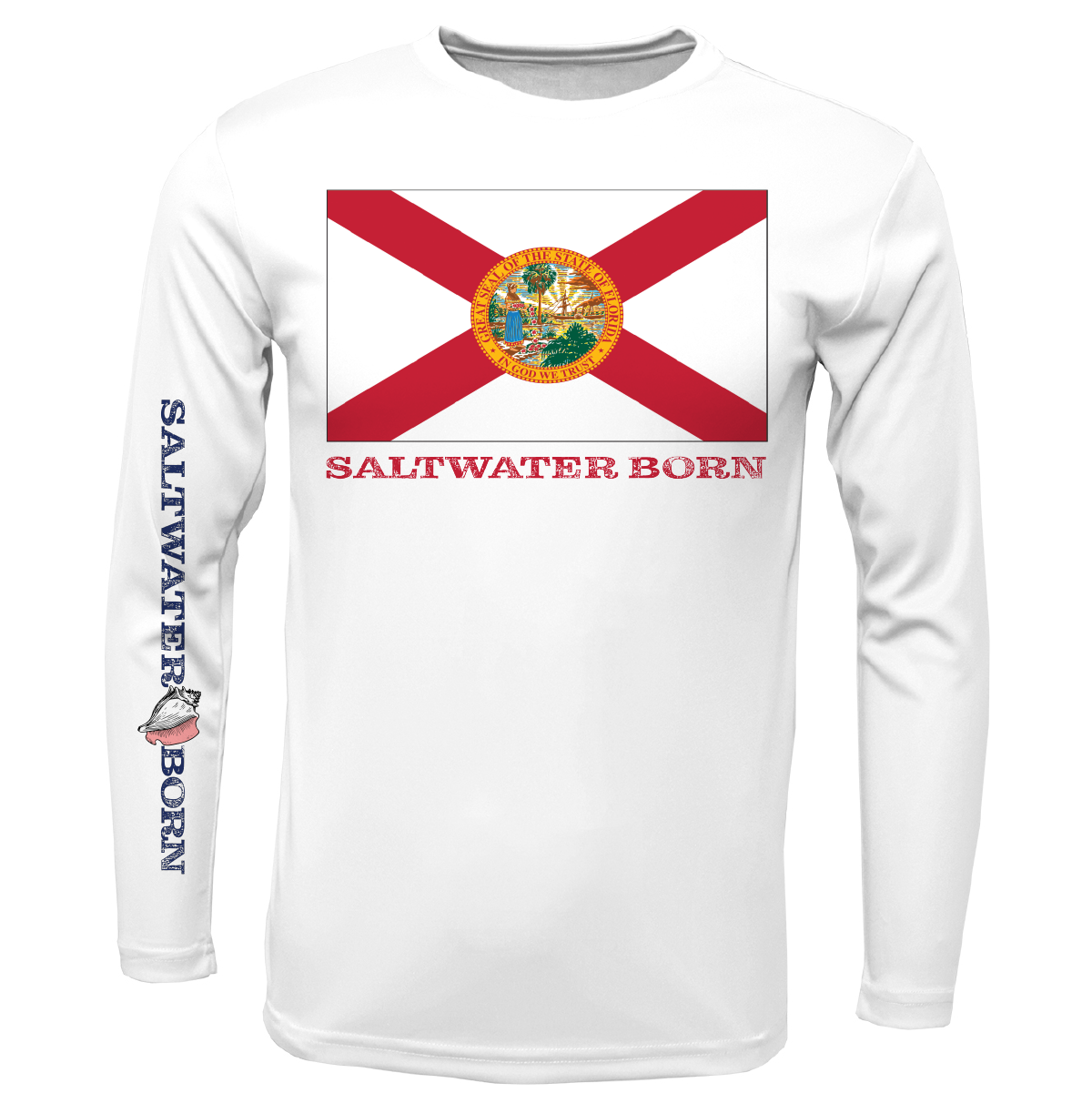 Saltwater Born Key West, FL Florida Flag Long Sleeve UPF 50+ Dry-Fit Shirt