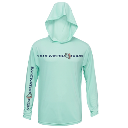 Saltwater Born Key West, FL Linear Logo Long Sleeve UPF 50+ Dry-Fit Hoodie