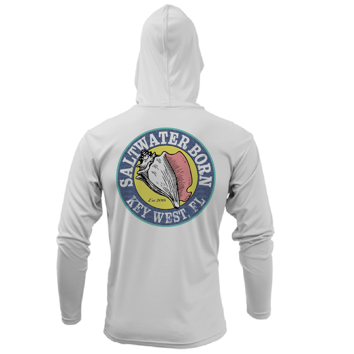 Saltwater Born Key West, FL Linear Logo Long Sleeve UPF 50+ Dry-Fit Hoodie
