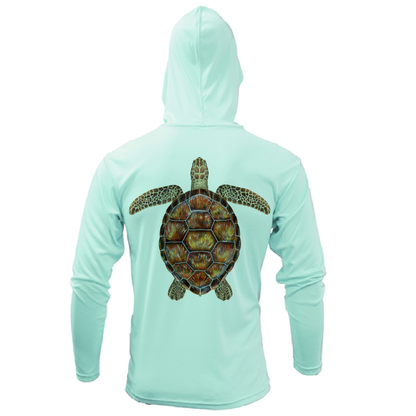 Saltwater Born Key West, FL Realistic Turtle Long Sleeve UPF 50+ Dry-Fit Hoodie