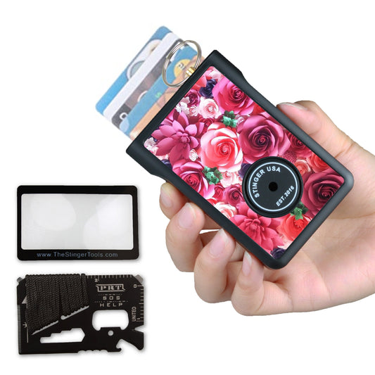 Stinger Survival Tools Safety Wallet With Personal Alarm Multi Functional Tool (Pink Rose)