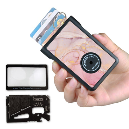 Stinger Survival Tools Safety Wallet With Personal Alarm Multi Functional Tool (Peony)