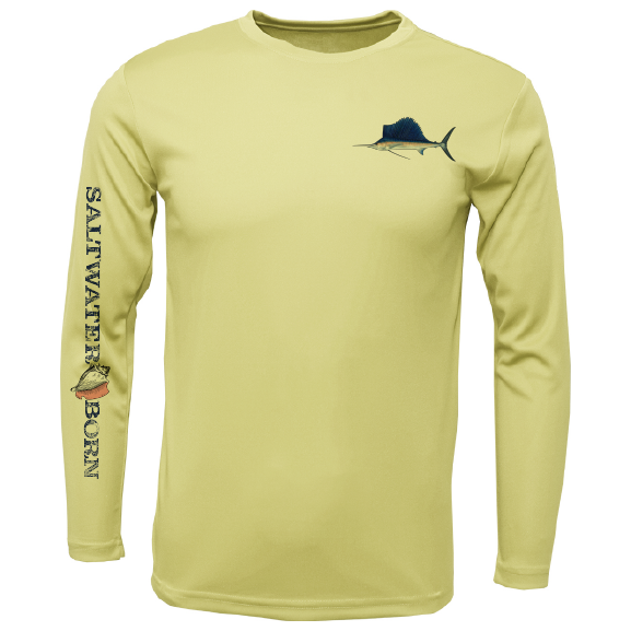 Saltwater Born Sailfish on Chest Long Sleeve UPF 50+ Dry-Fit Shirt