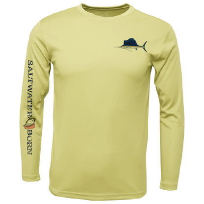 Saltwater Born Sailfish on Chest Long Sleeve UPF 50+ Dry-Fit Shirt