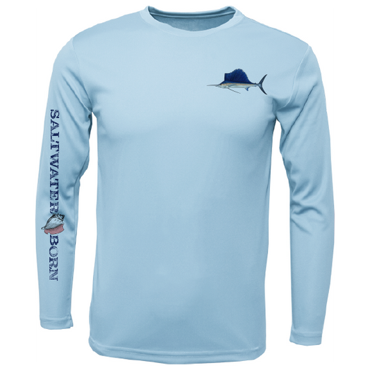 Saltwater Born Sailfish on Chest Long Sleeve UPF 50+ Dry-Fit Shirt