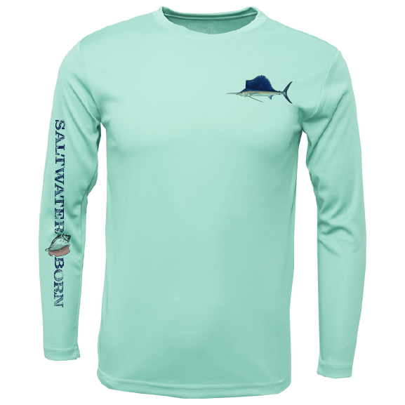 Saltwater Born Sailfish on Chest Long Sleeve UPF 50+ Dry-Fit Shirt