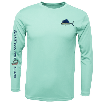 Saltwater Born Sailfish on Chest Long Sleeve UPF 50+ Dry-Fit Shirt