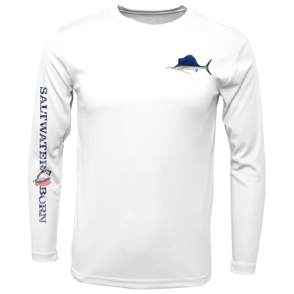 Saltwater Born Sailfish on Chest Long Sleeve UPF 50+ Dry-Fit Shirt