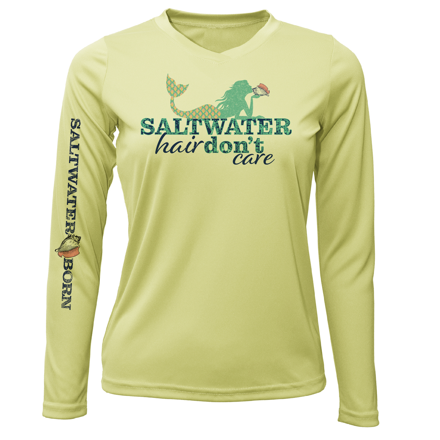 Saltwater Born Key West, FL "Saltwater Hair...Don't Care" Long Sleeve UPF 50+ Dry-Fit Shirt