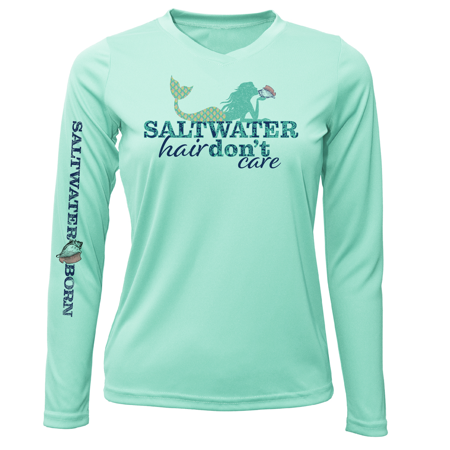 Saltwater Born Key West, FL "Saltwater Hair...Don't Care" Long Sleeve UPF 50+ Dry-Fit Shirt