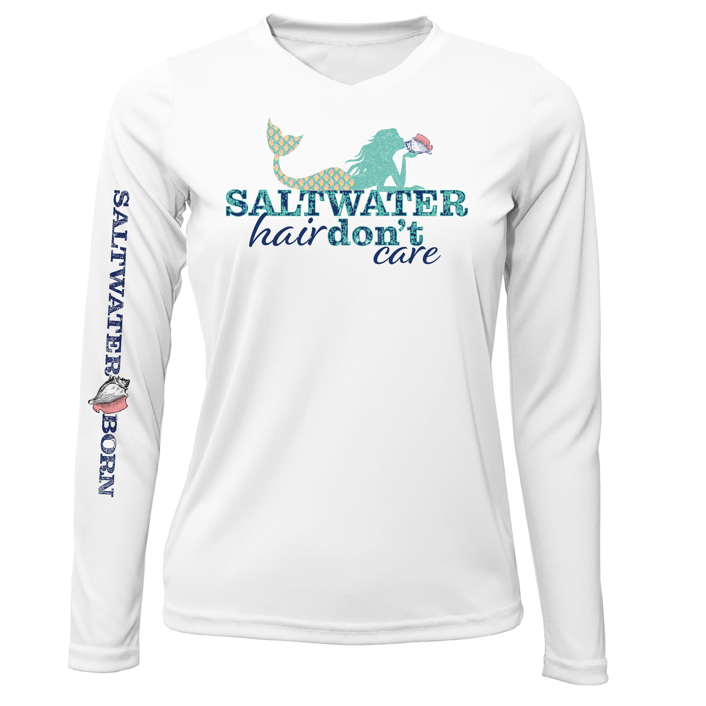 Saltwater Born Key West, FL "Saltwater Hair...Don't Care" Long Sleeve UPF 50+ Dry-Fit Shirt