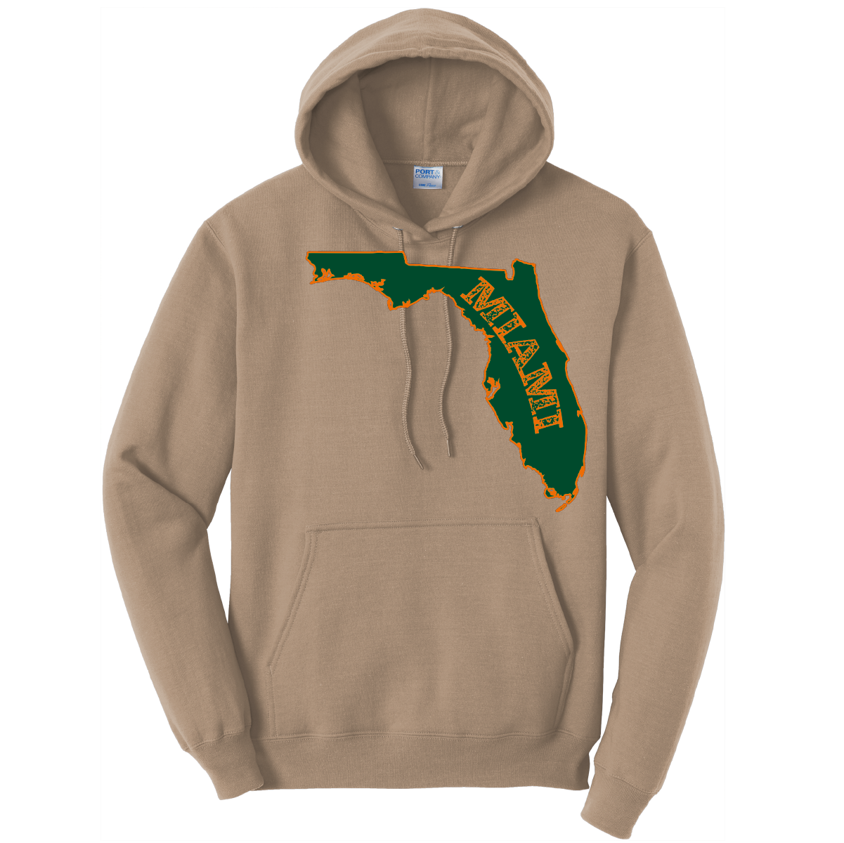 Saltwater Born Miami Orange and Green Cotton Hoodie