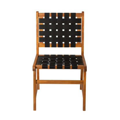 Balkene Home Sava Indoor Outdoor Armless Dining Side Chair in Black Webbing