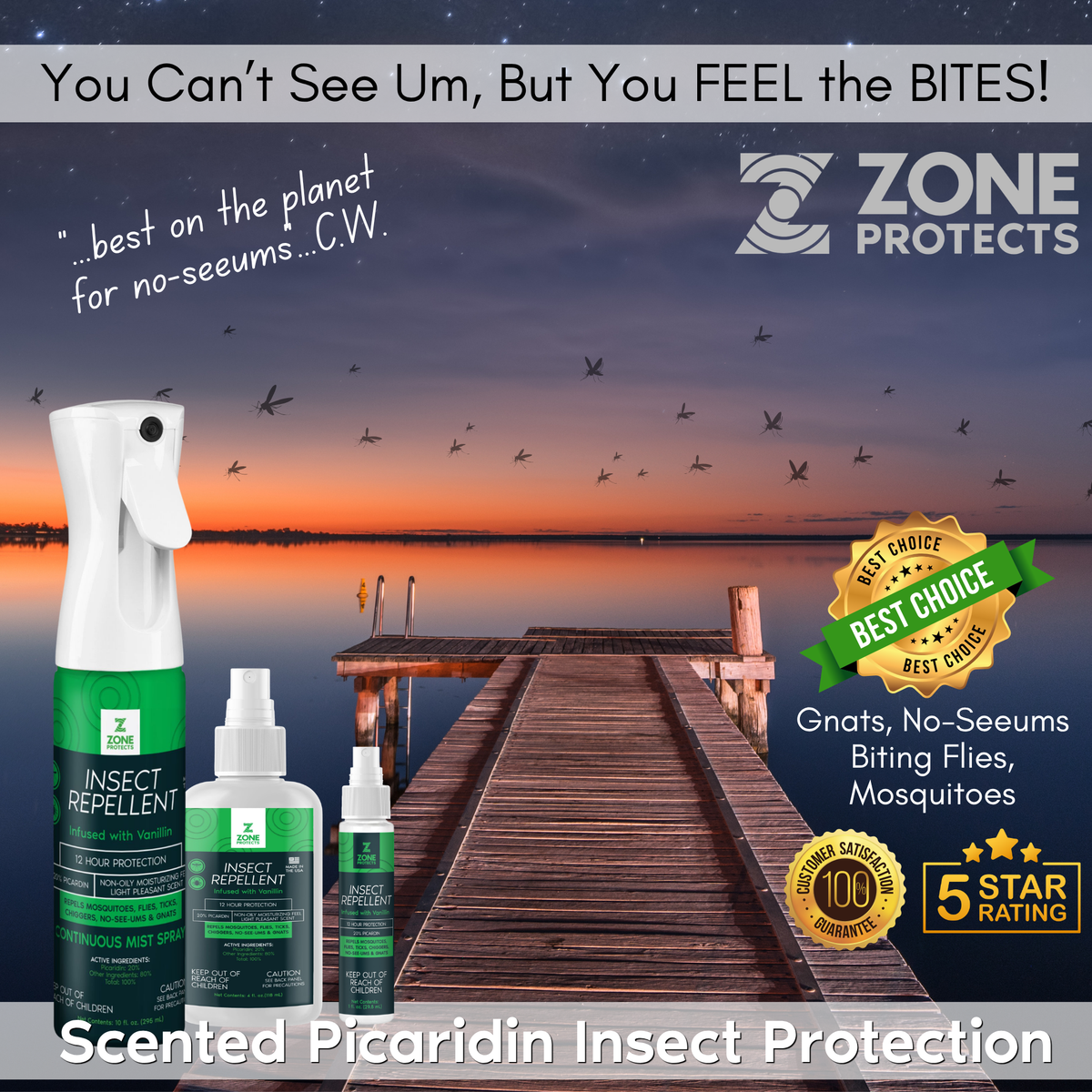 Zone Protects Insect Repellent, Picaridin; 4oz His and Hers Pack